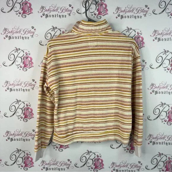 Billabong sweater zip up towel terry cloth beach Multicolor Striped Sweater - Picture 2 of 8